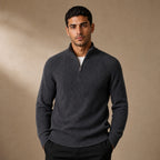 Quarter Zip Sweater Knit Pullover in Gray – Tarlano Premium Menswear
