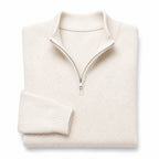 Quarter Zip Sweater Knit Pullover White – Product Photo