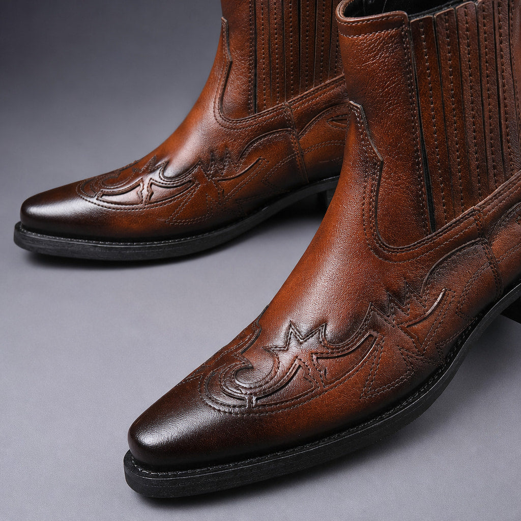 Chukka Boots Leather Cognac Brown – Fabric and Detail Close-Up
