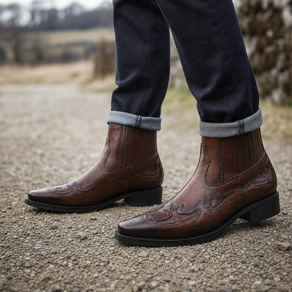 Chukka Boots Leather Cognac Brown – Styled Editorial Shot