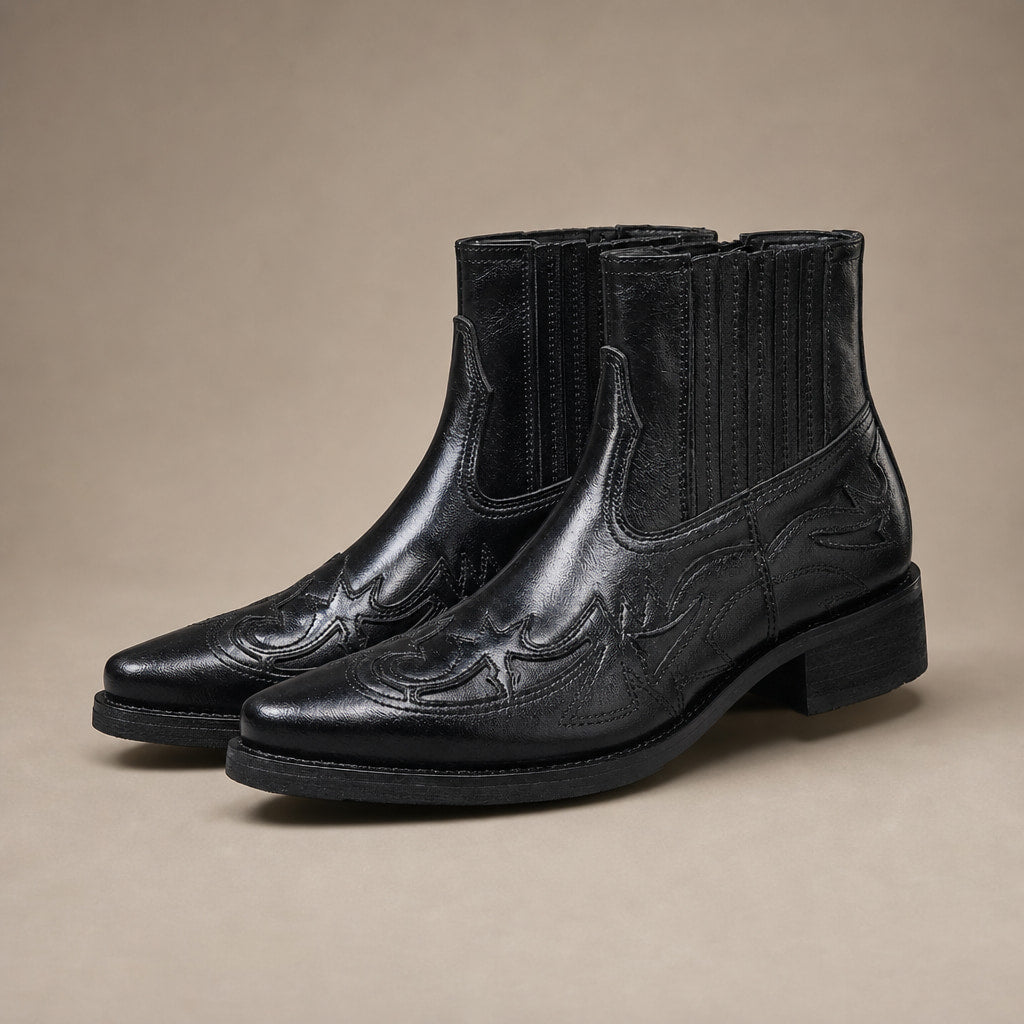 Chukka Boots Leather Obsidian Black – Product Photo