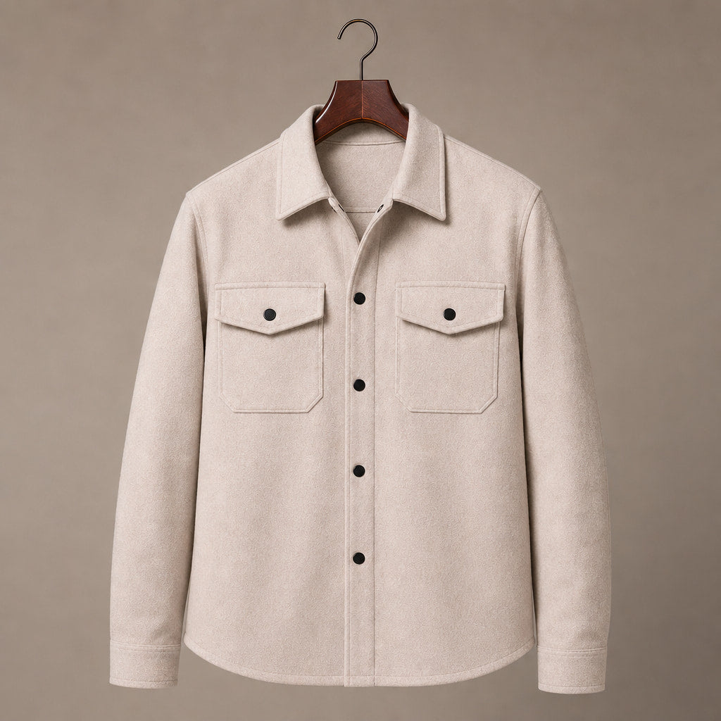 Overshirt Jacket Brushed Relaxed Fit Beige – Product Photo