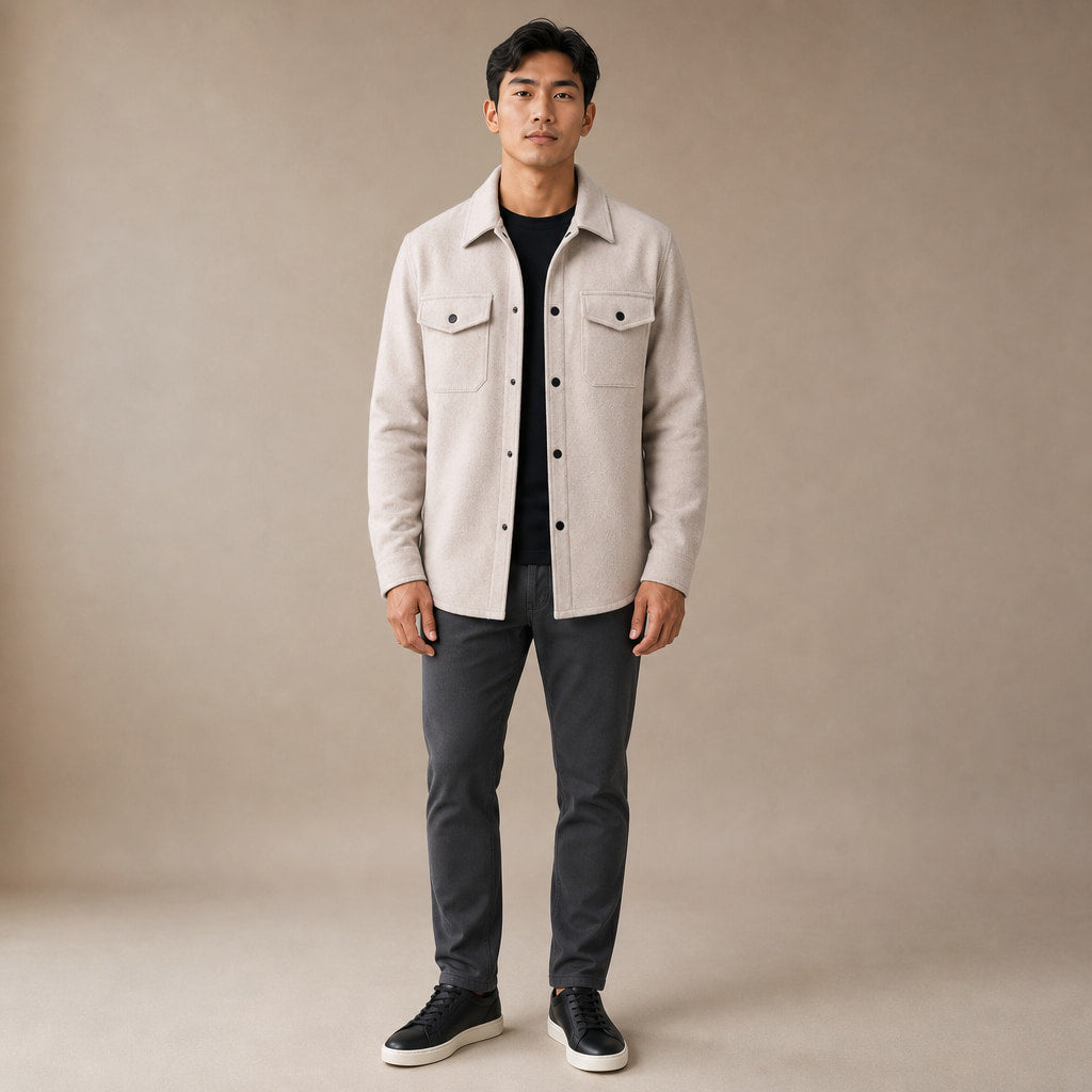 Overshirt Jacket Brushed Relaxed Fit in Beige – Tarlano Premium Menswear