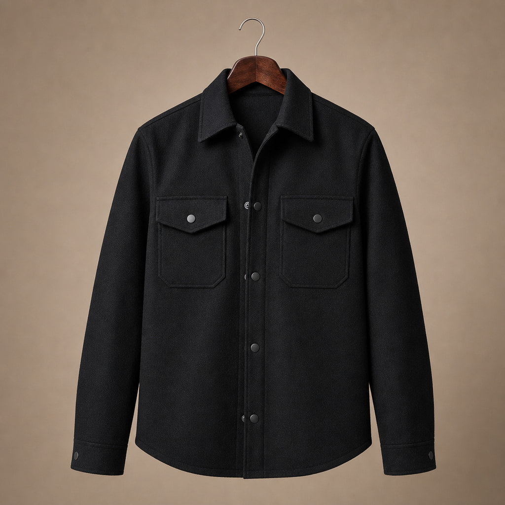 Overshirt Jacket Brushed Relaxed Fit Black – Product Photo