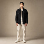 Overshirt Jacket Brushed Relaxed Fit in Black – Tarlano Premium Menswear