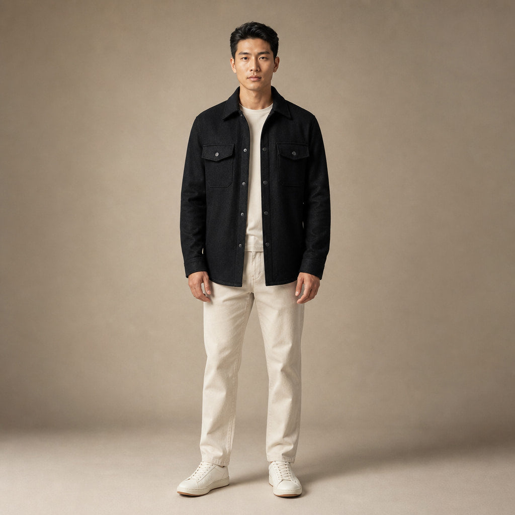 Overshirt Jacket Brushed Relaxed Fit in Black – Tarlano Premium Menswear