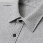Overshirt Jacket Brushed Relaxed Fit Gray – Fabric and Detail Close-Up