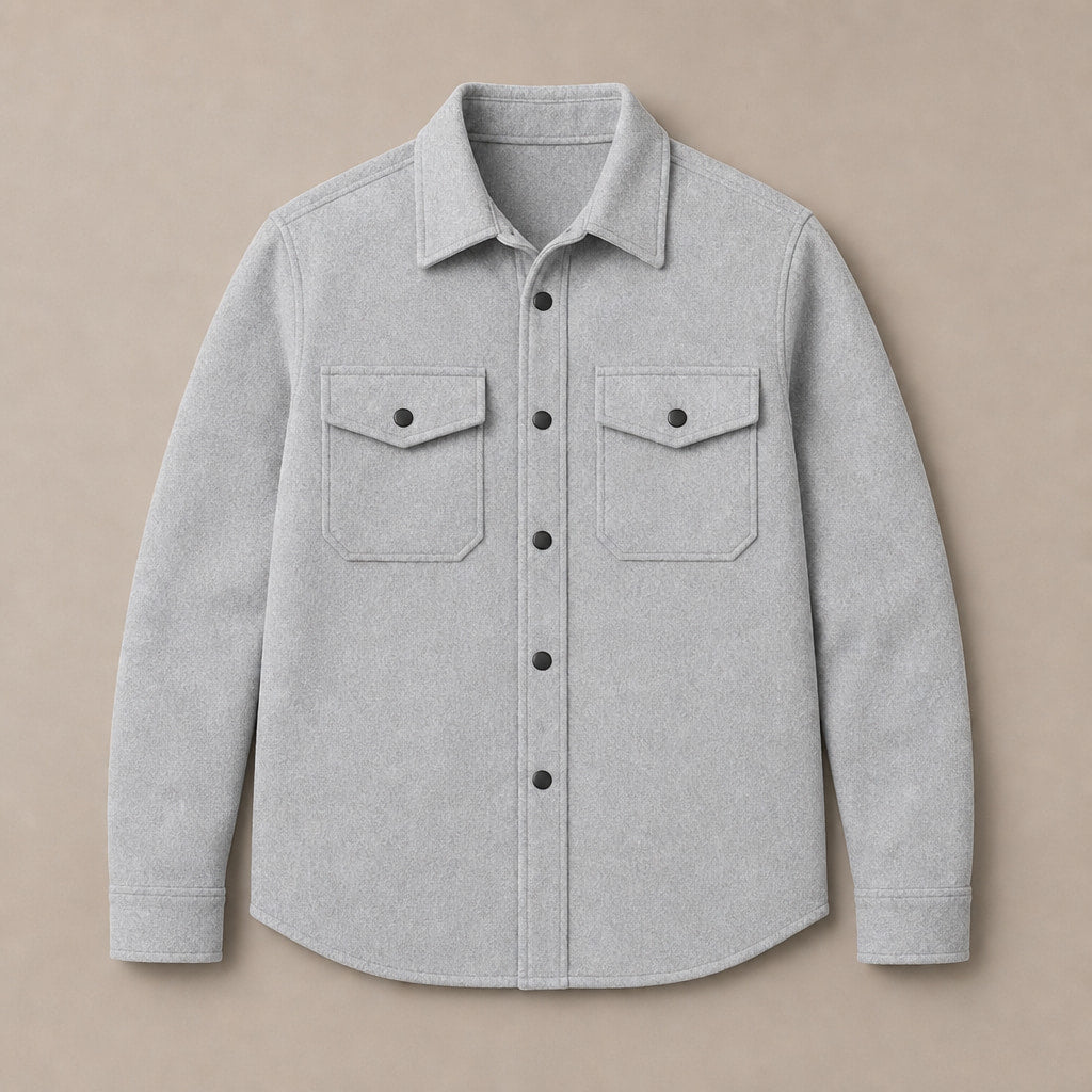 Overshirt Jacket Brushed Relaxed Fit Gray – Flat Lay Product Photo