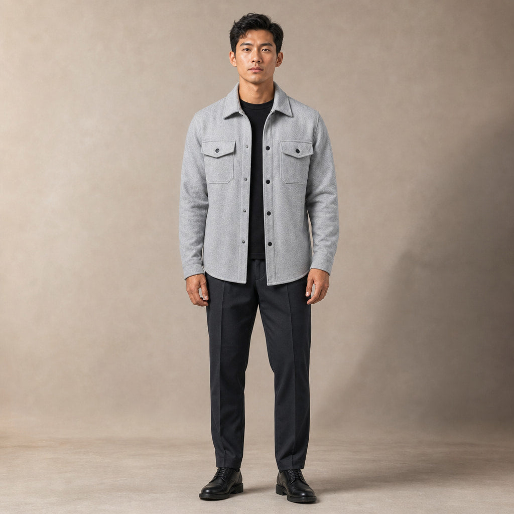 Overshirt Jacket Brushed Relaxed Fit in Gray – Tarlano Premium Menswear