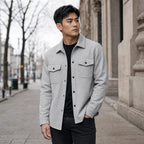 Overshirt Jacket Brushed Relaxed Fit Gray – Styled Editorial Shot