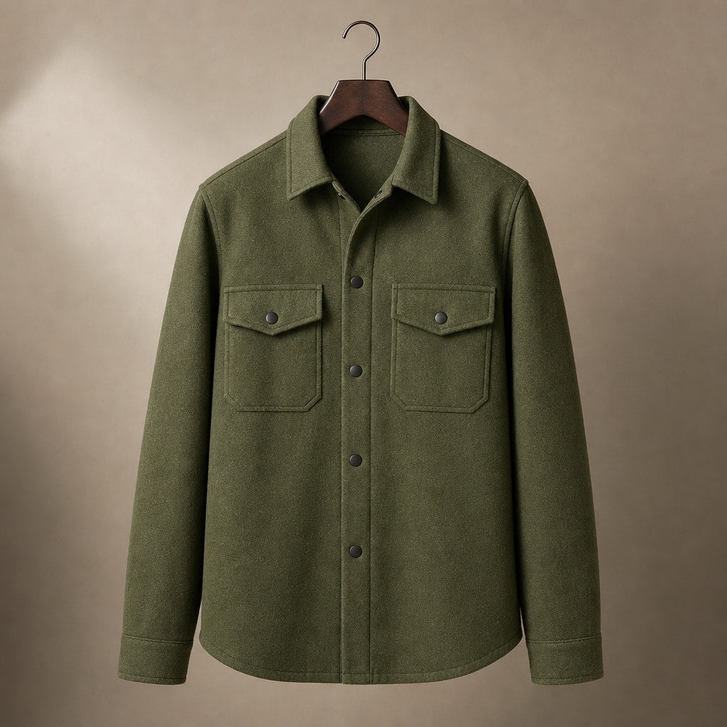 Overshirt Jacket Brushed Relaxed Fit Green – Product Photo