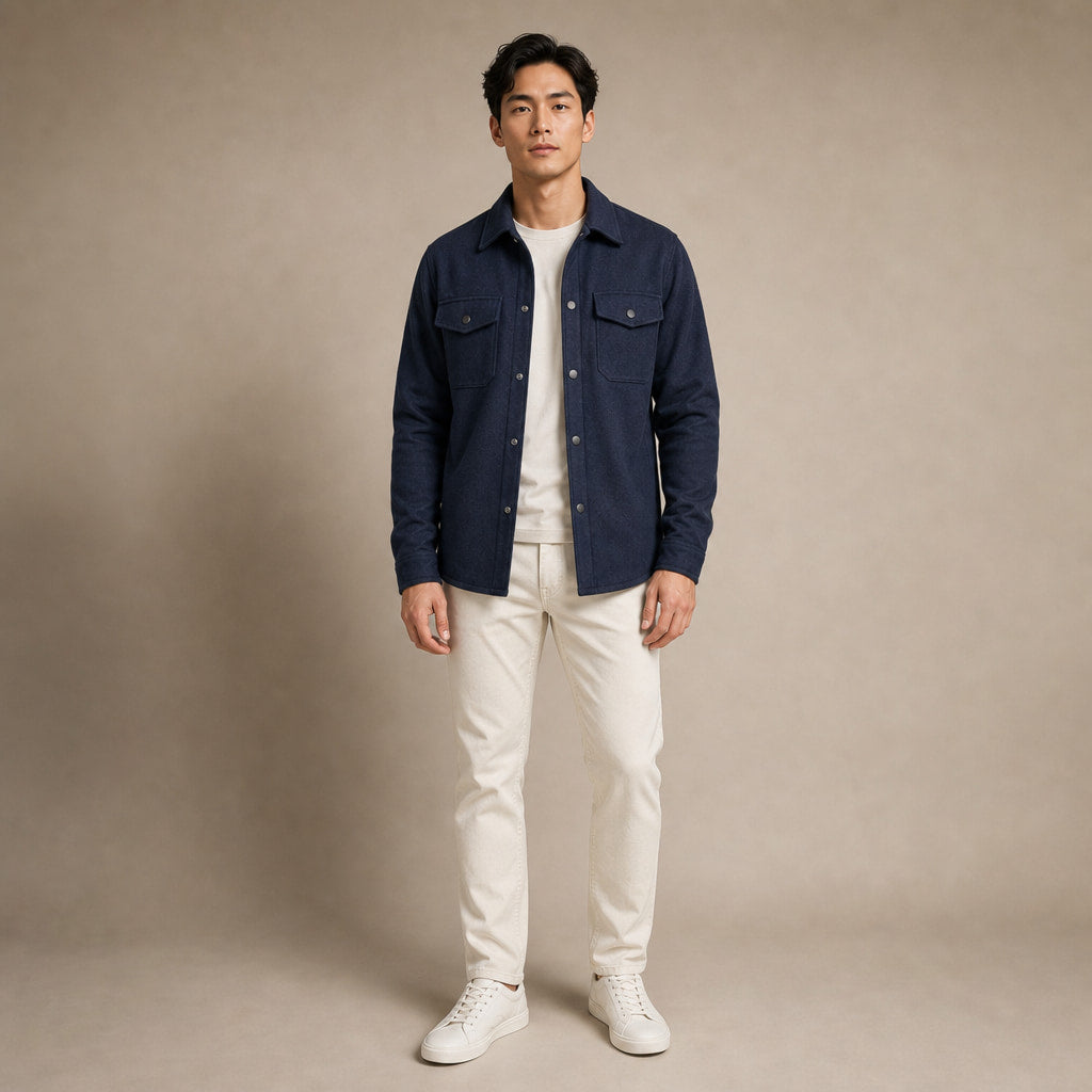 Overshirt Jacket Brushed Relaxed Fit in Navy – Tarlano Premium Menswear