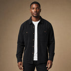Overshirt Cotton Relaxed Fit Double Chest Pocket in Black – Tarlano Premium Menswear