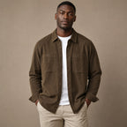 Overshirt Cotton Relaxed Fit Double Chest Pocket Espresso – Product Photo