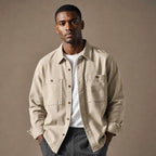 Overshirt Cotton Relaxed Fit Double Chest Pocket Sandstone – Product Photo
