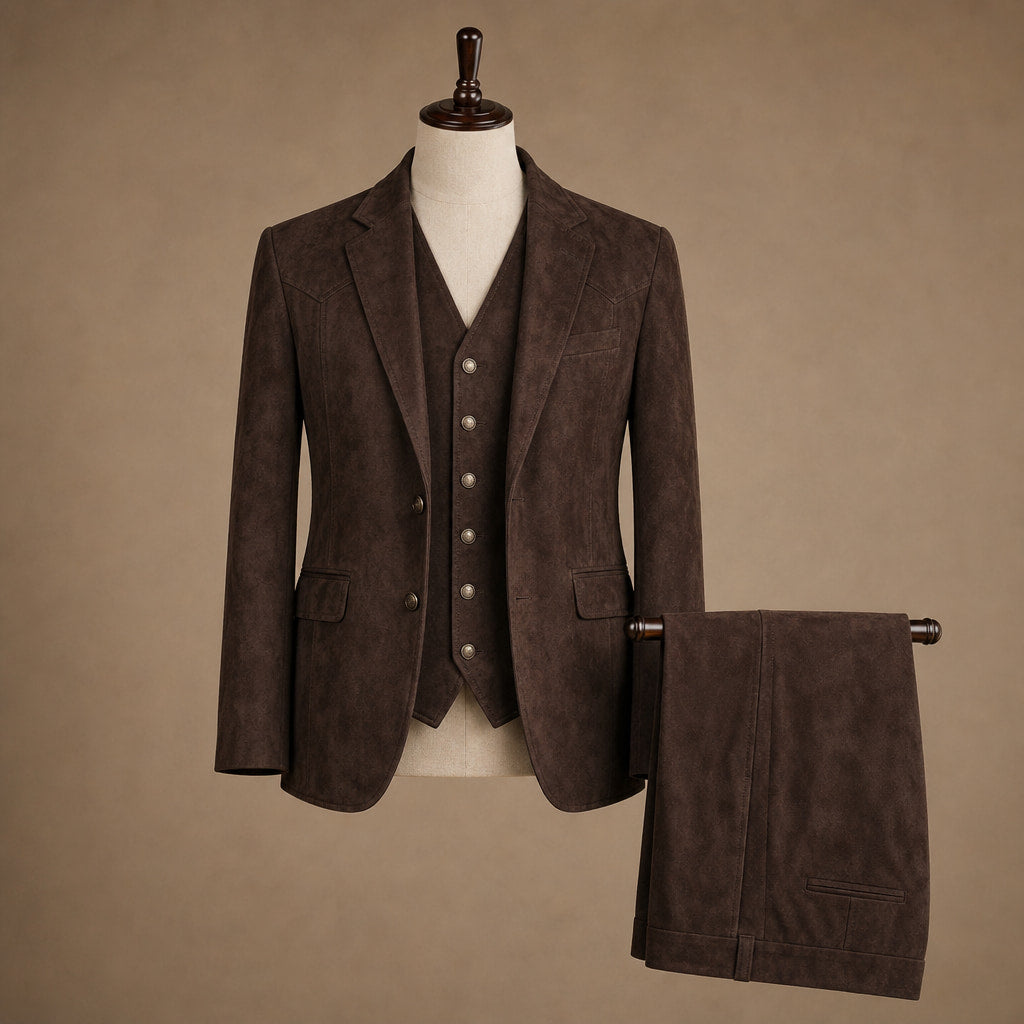 Waistcoat Suede Five Button Brown – Product Photo