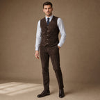 Waistcoat Suede Five Button in Brown – Tarlano Premium Menswear