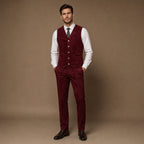 Waistcoat Suede Five Button in Burgundy – Tarlano Premium Menswear