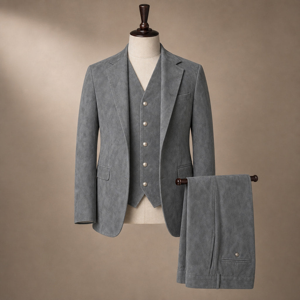 Waistcoat Suede Five Button Grey – Product Photo