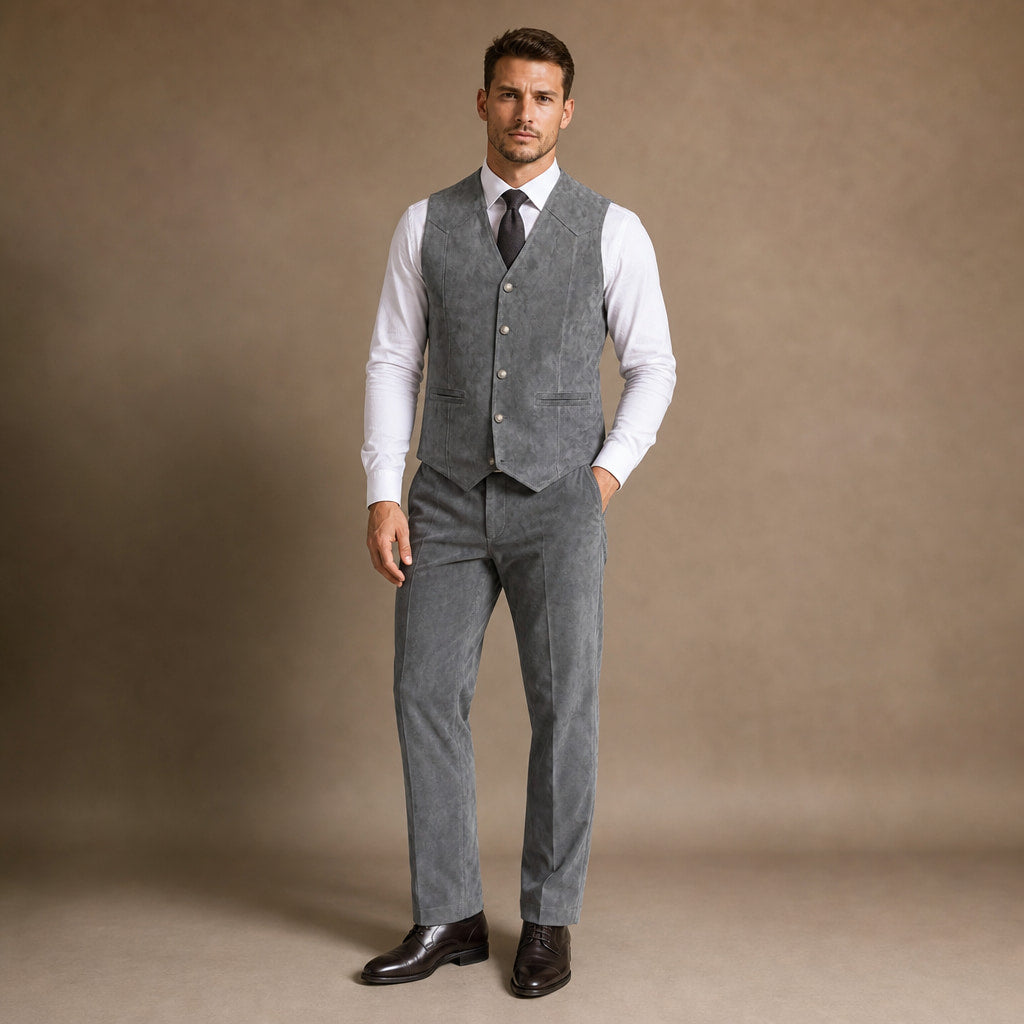 Waistcoat Suede Five Button in Grey – Tarlano Premium Menswear