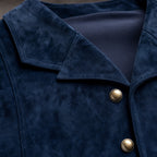 Waistcoat Suede Five Button Navy – Fabric and Detail Close-Up