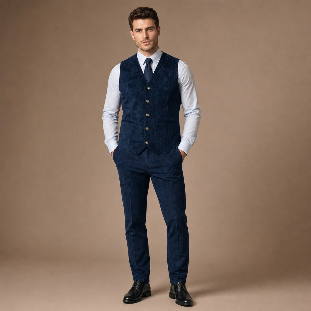 Waistcoat Suede Five Button in Navy – Tarlano Premium Menswear
