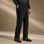 Pinstripe Dress Trouser Straight Leg Black – Side Angle View