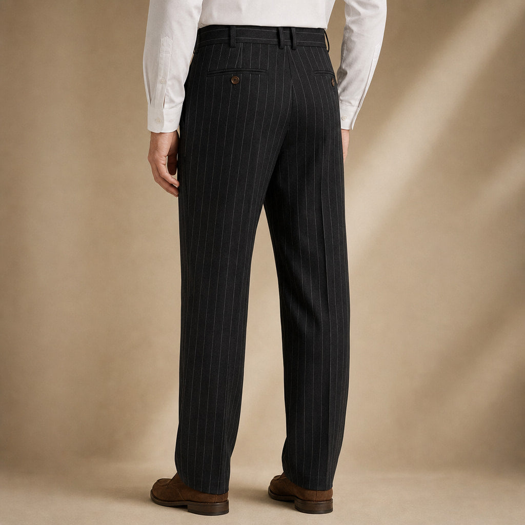 Pinstripe Dress Trouser Straight Leg Black – Full Look