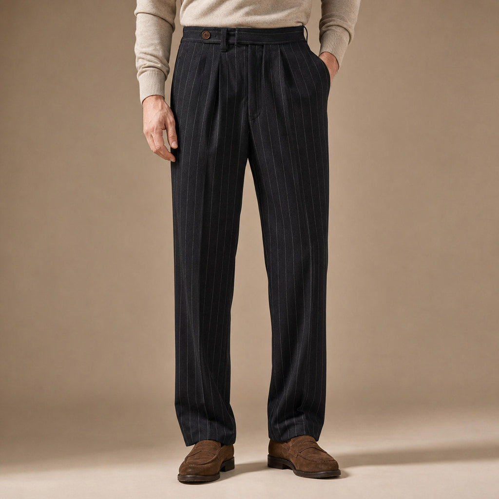Pinstripe Dress Trouser Straight Leg in Black – Tarlano Premium Menswear
