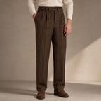 Pinstripe Dress Trouser Straight Leg in Brown – Tarlano Premium Menswear