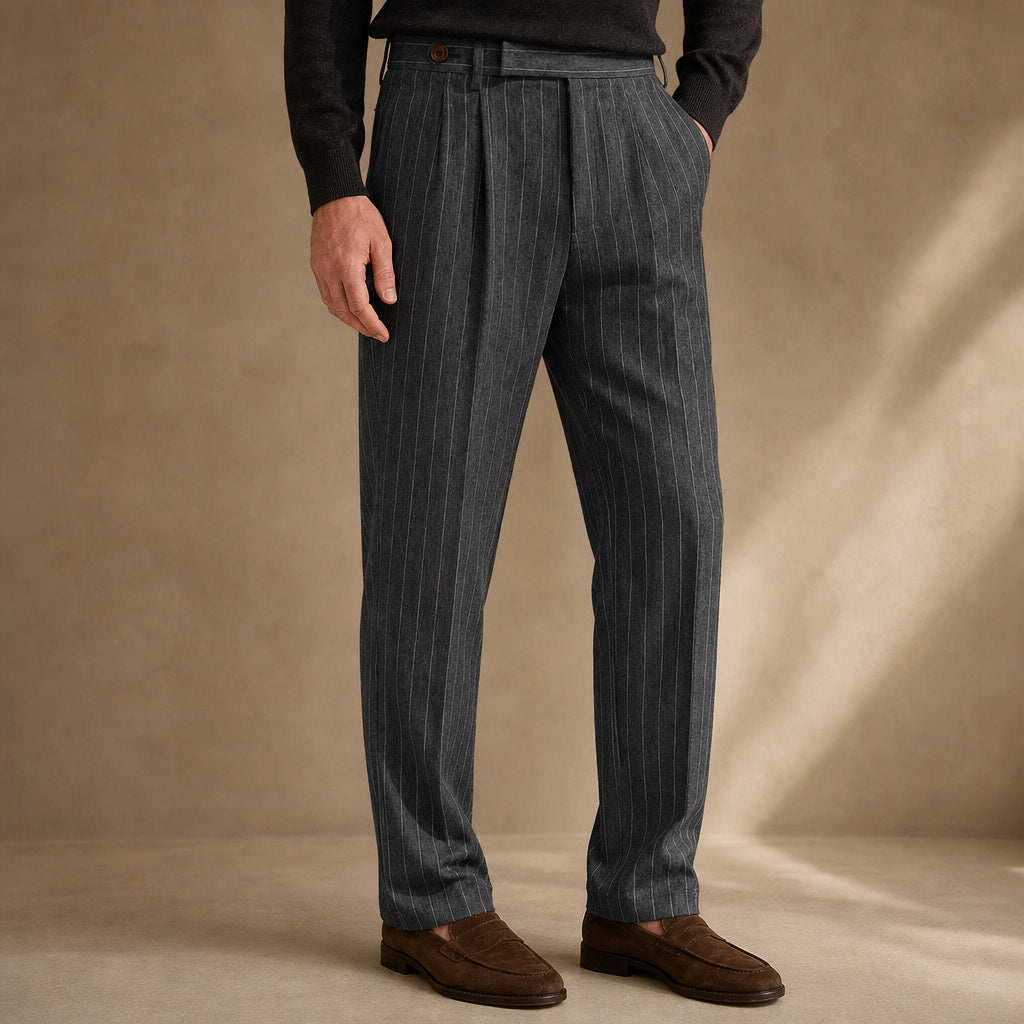 Pinstripe Dress Trouser Straight Leg in Grey – Tarlano Premium Menswear