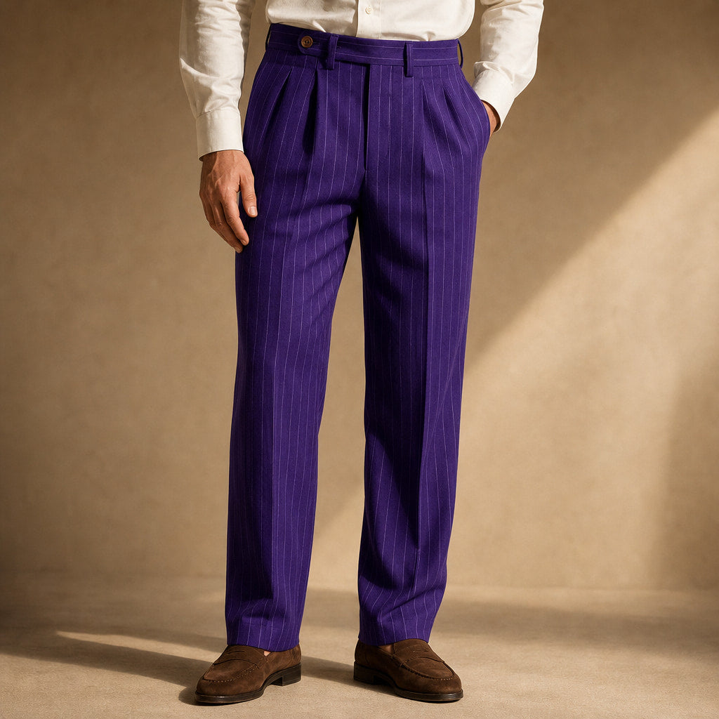 Pinstripe Dress Trouser Straight Leg Purple – Product Photo