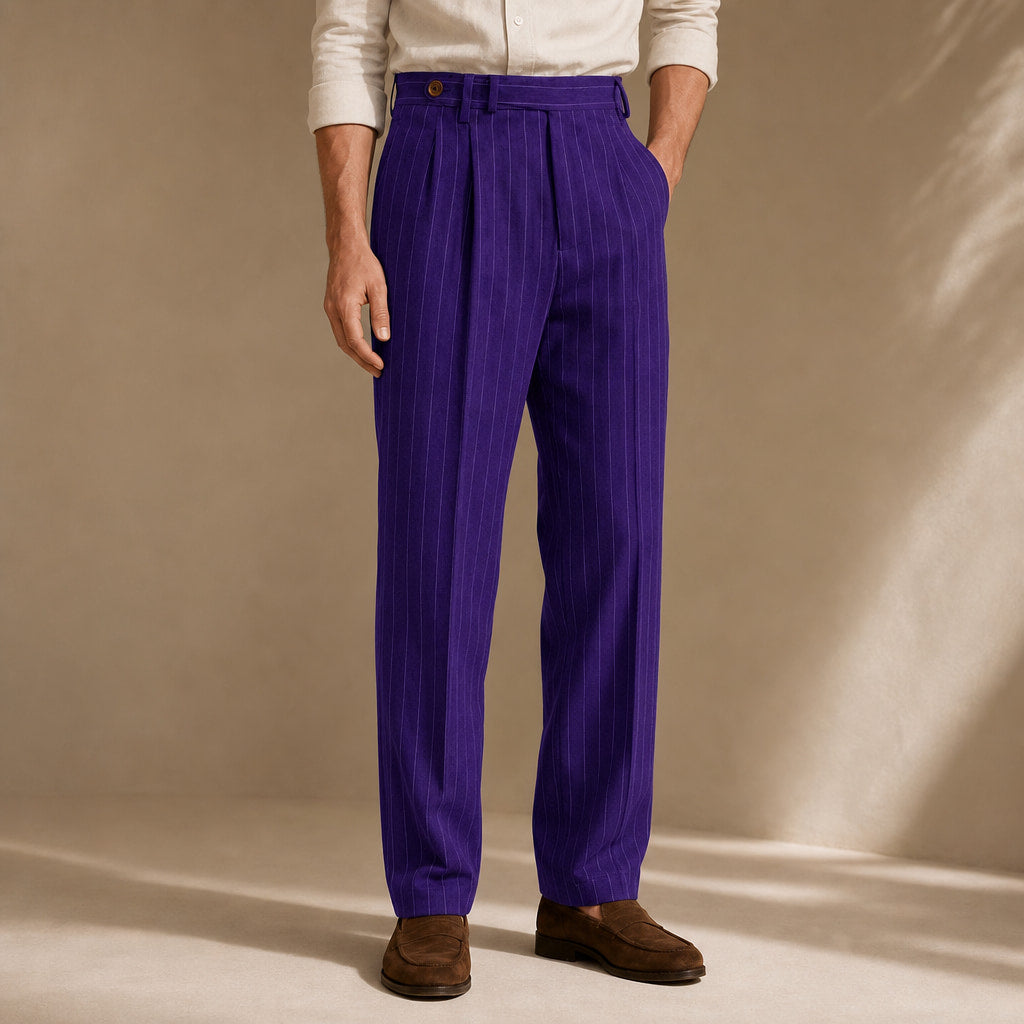 Pinstripe Dress Trouser Straight Leg in Purple – Tarlano Premium Menswear