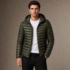 Hooded Puffer Jacket Lightweight Packable in Green – Tarlano Premium Menswear