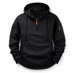 Graphic Hoodie Half-Zip Pullover with Kangaroo Pocket Black – Product Photo