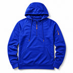 Graphic Hoodie Half-Zip Pullover with Kangaroo Pocket Blue – Product Photo