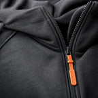 Graphic Hoodie Half-Zip Pullover with Kangaroo Pocket Dark Gray – Fabric and Detail Close-Up