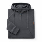 Graphic Hoodie Half-Zip Pullover with Kangaroo Pocket Dark Gray – Product Photo