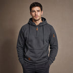 Graphic Hoodie Half-Zip Pullover with Kangaroo Pocket in Dark Gray – Tarlano Premium Menswear