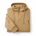 Graphic Hoodie Half-Zip Pullover with Kangaroo Pocket Khaki – Product Photo