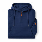 Graphic Hoodie Half-Zip Pullover with Kangaroo Pocket Navy – Product Photo