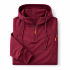 Graphic Hoodie Half-Zip Pullover with Kangaroo Pocket Red – Product Photo