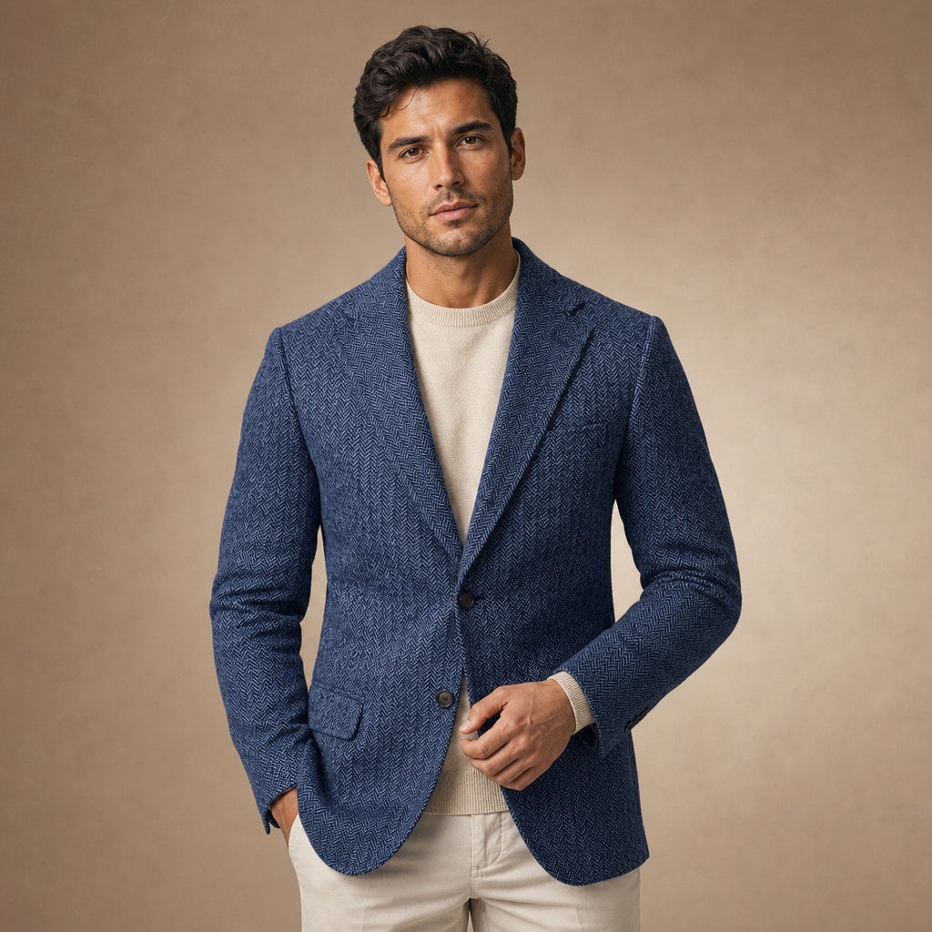 Herringbone Blazer Regular Fit Blue – Product Photo