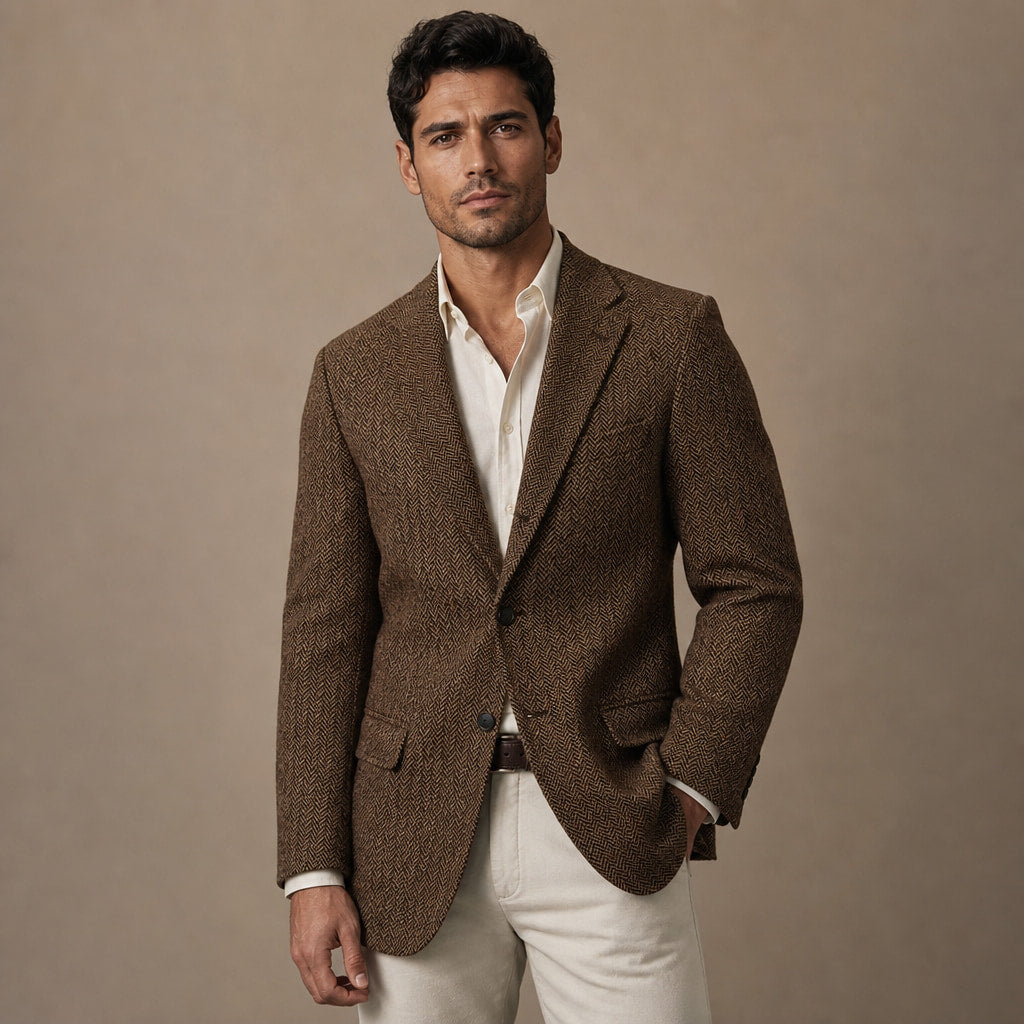 Herringbone Blazer Regular Fit Brown – Product Photo