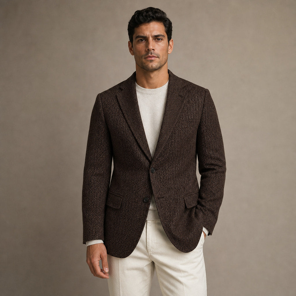 Herringbone Blazer Regular Fit Coffee – Product Photo