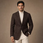 Herringbone Blazer Regular Fit in Coffee – Tarlano Premium Menswear