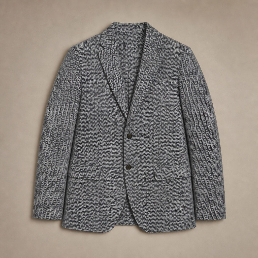 Herringbone Blazer Regular Fit Grey – Flat Lay Product Photo
