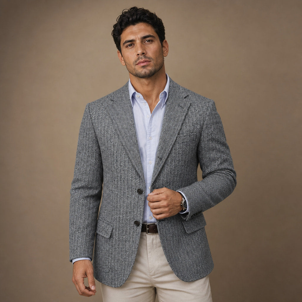 Herringbone Blazer Regular Fit Grey – Product Photo