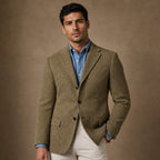 Herringbone Blazer Regular Fit in Khaki – Tarlano Premium Menswear