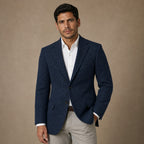 Herringbone Blazer Regular Fit in Navy – Tarlano Premium Menswear